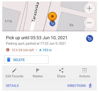Action Delete Parking Android