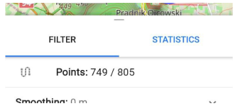 GPS filter screen points numbers Android
