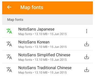 Map fonts Android version