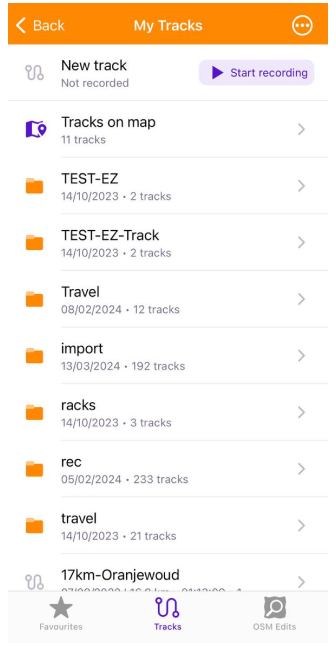 My Places with tracks in iOS
