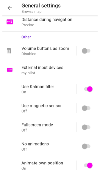 Profiles General Settings Other Android