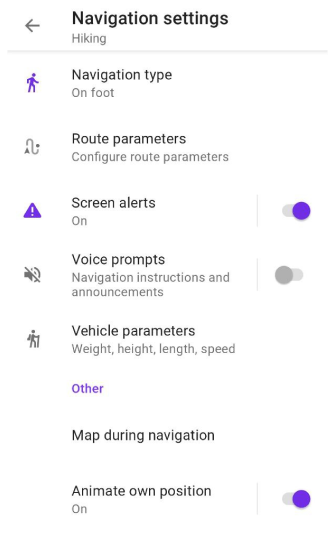 Profiles Navigation Settings Android