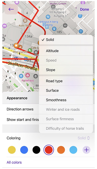 Färbung Kontextmenü iOS