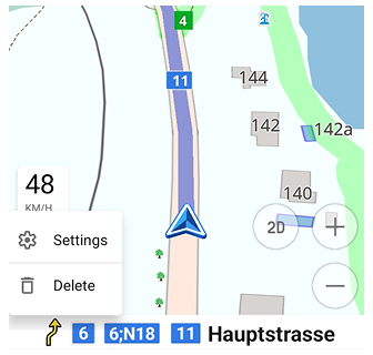 Straßenname mit nächste Abbiegung
