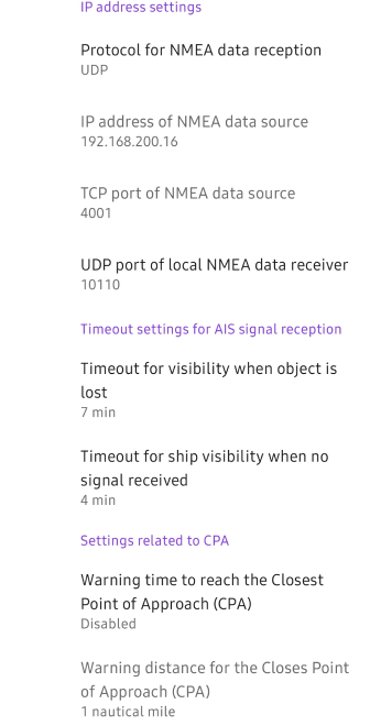 Configuración AIS