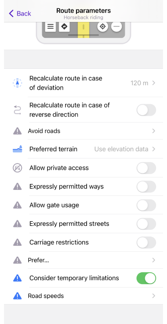 Configuración de enrutamiento de caballos iOS 1