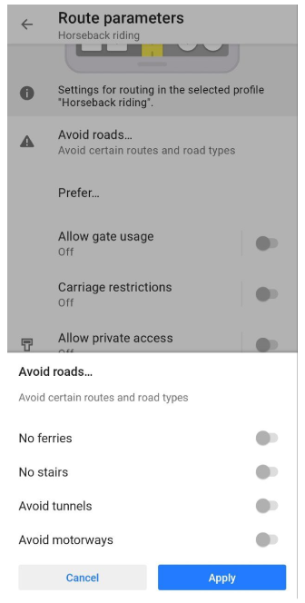 Evitar carreteras Android