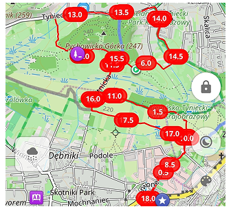 Menú de pista Apariencia Intervalo de división Android