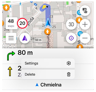 Nombre de calle sin próximo giro en iOS