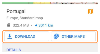 Azione Scarica mappa vettoriale Android