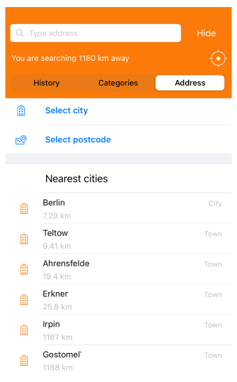 Ricerca indirizzo iOS