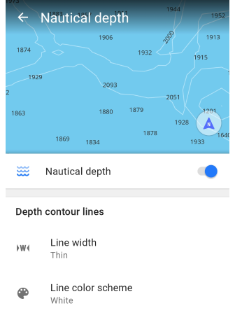 Contorni di profondità nautici in Android