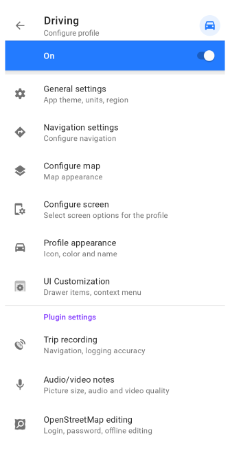 Configura profilo Android