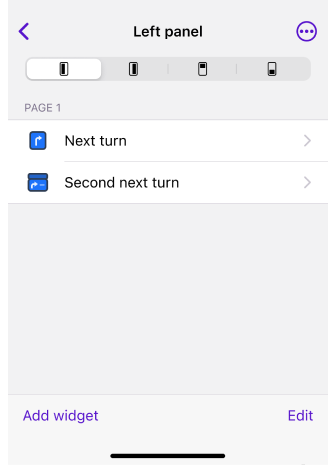 Menu Configura schermata