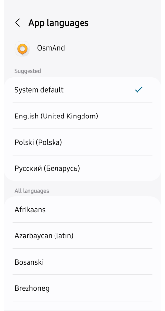 Lingua impostazioni generali Android
