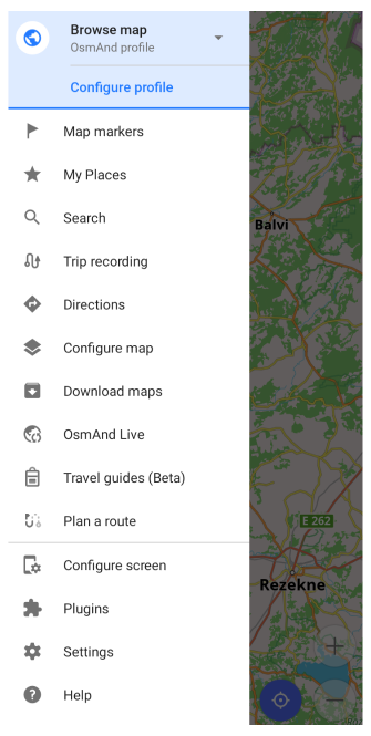 Menu principale Android