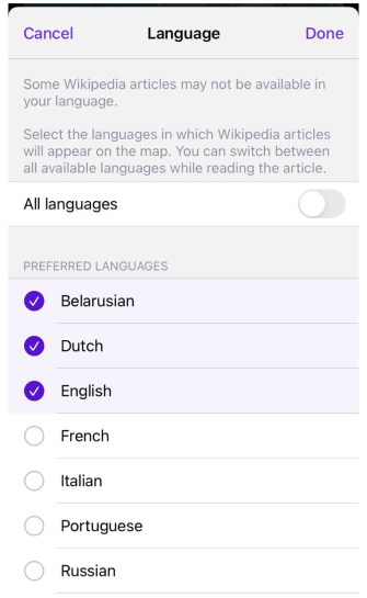 Impostazione di una lingua preferita su iOS