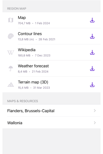 Mappe regionali Android
