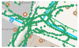 Punti del plugin Mapillary sulla mappa Android
