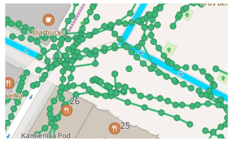 Punti del plugin Mapillary sulla mappa iOS