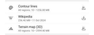 Menu download mappa generale Android