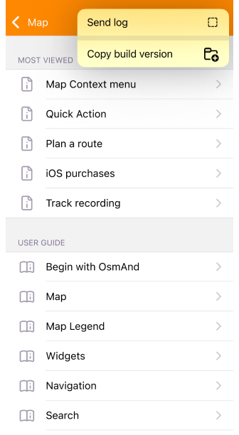 Menu mappe iOS