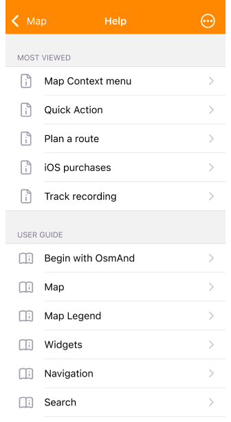 Menu mappe iOS