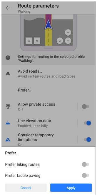 Elevazione pedonale Android
