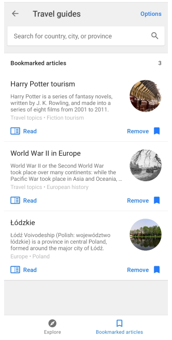 Schermata principale guide di viaggio 2