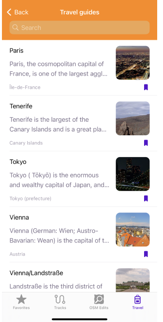 Schermata principale guide di viaggio 2