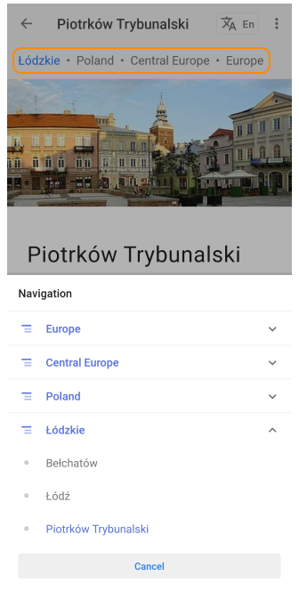 Menu contenuti guide di viaggio