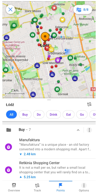 Menu punti guide di viaggio