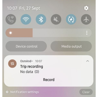 Notifica registrazione percorso