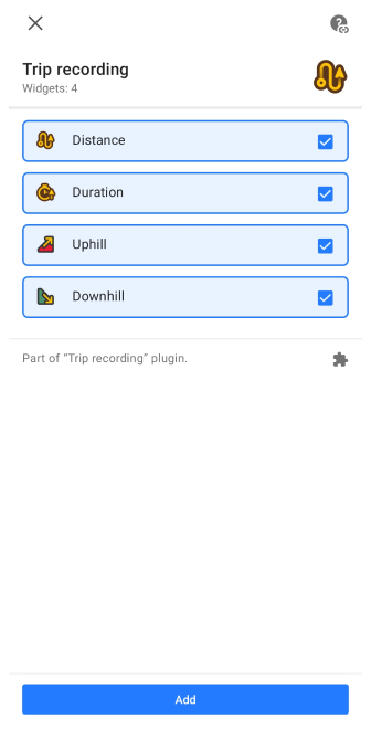 Widget registrazione percorso