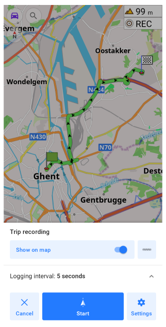 Registrazione viaggio Android