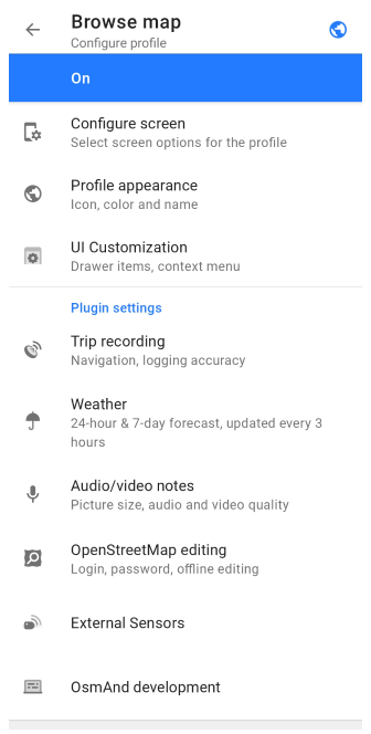 Ustawienia wtyczki Android 2