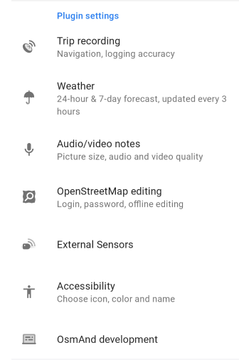 Ustawienia wtyczek profilu Android