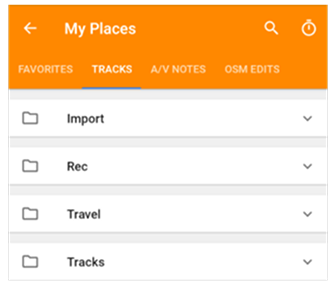 Menu Meus Lugares Android