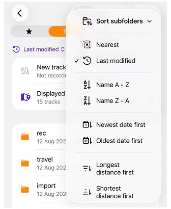 وظيفة فرز المسارات في أماكني بـ iOS