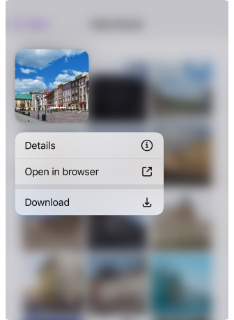 Online Photos context menu iOS