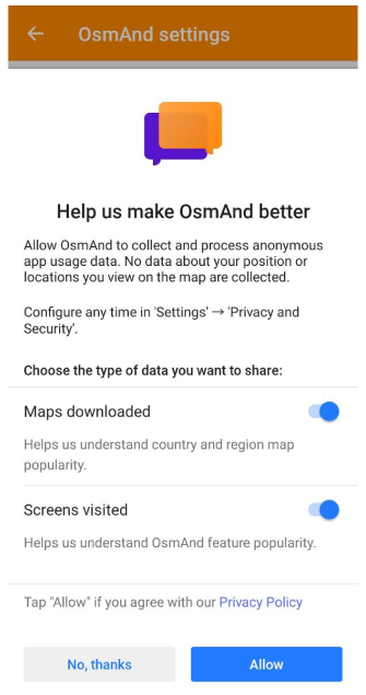 General Settings Collected data Android