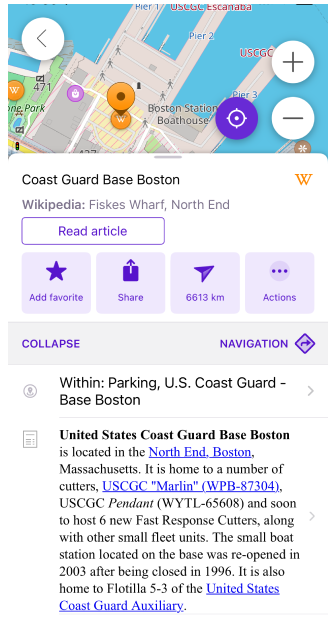 French Wikipedia POI in English in iOS