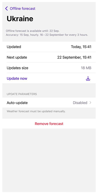 Weather forecast Update maps iOS