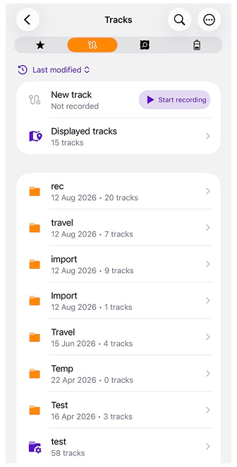 My Places with tracks in iOS
