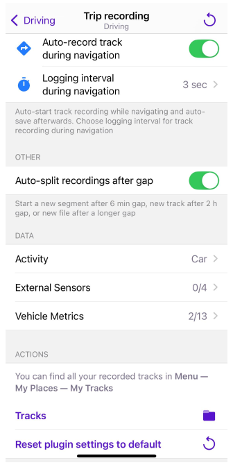 Configuring Trip recording in iOS