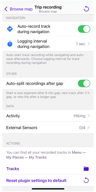 Configuring Trip recording in iOS