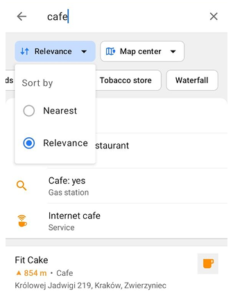 Search POI list Android