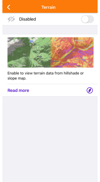 Terrain menu iOS
