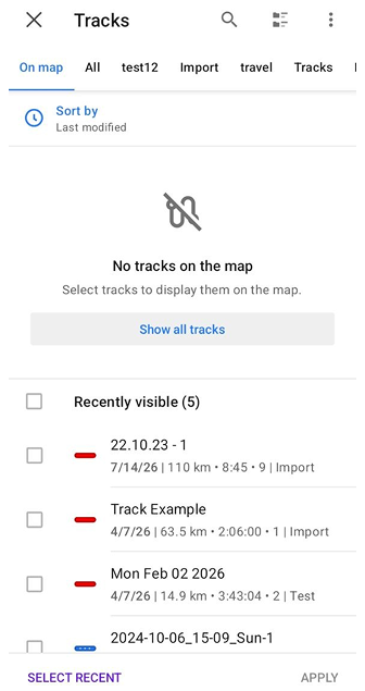 Configure map tracks Android