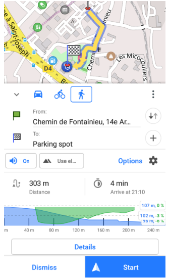 Zum Parkplatz in Android navigieren